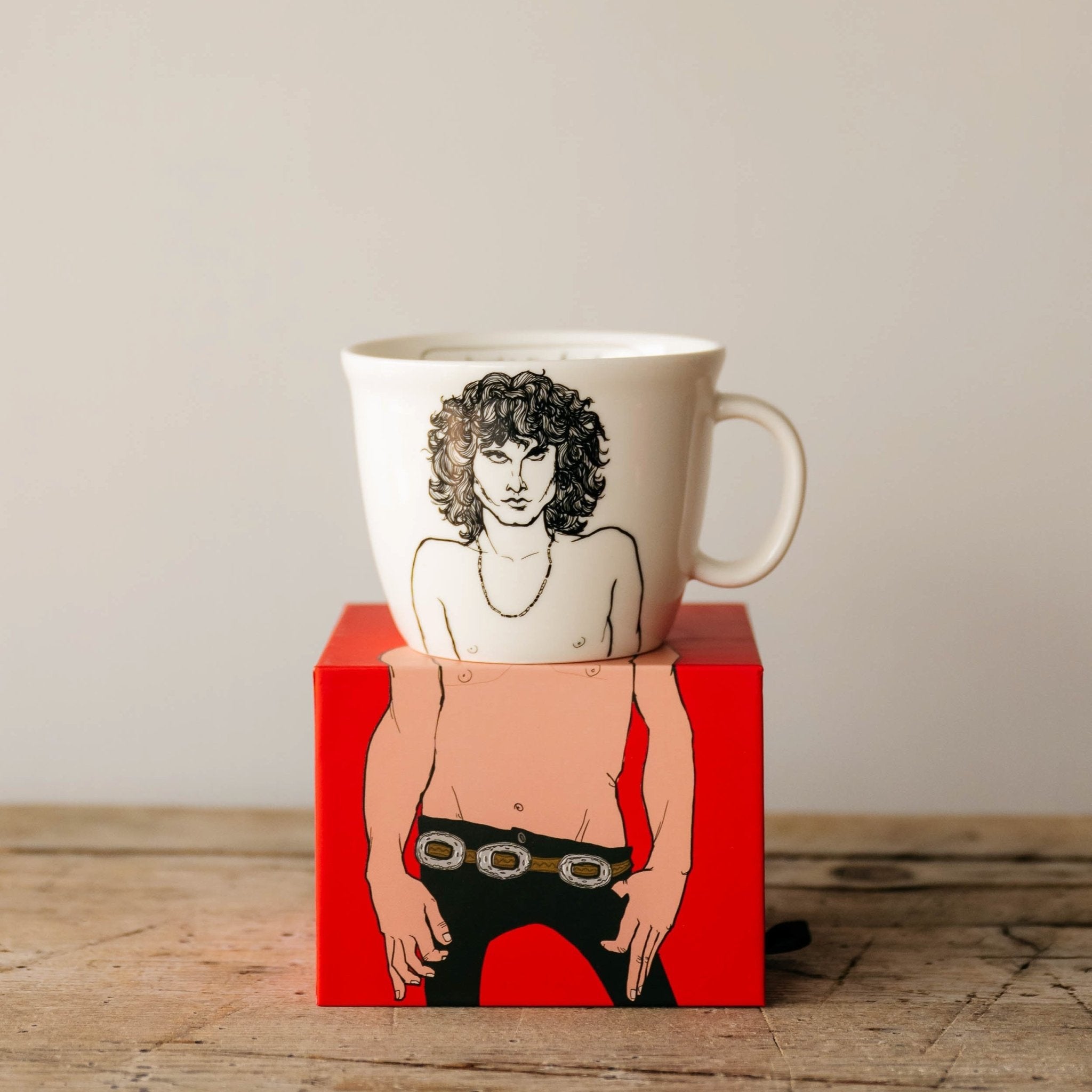 Porcelain cup inspired by Jim Morrison on the box