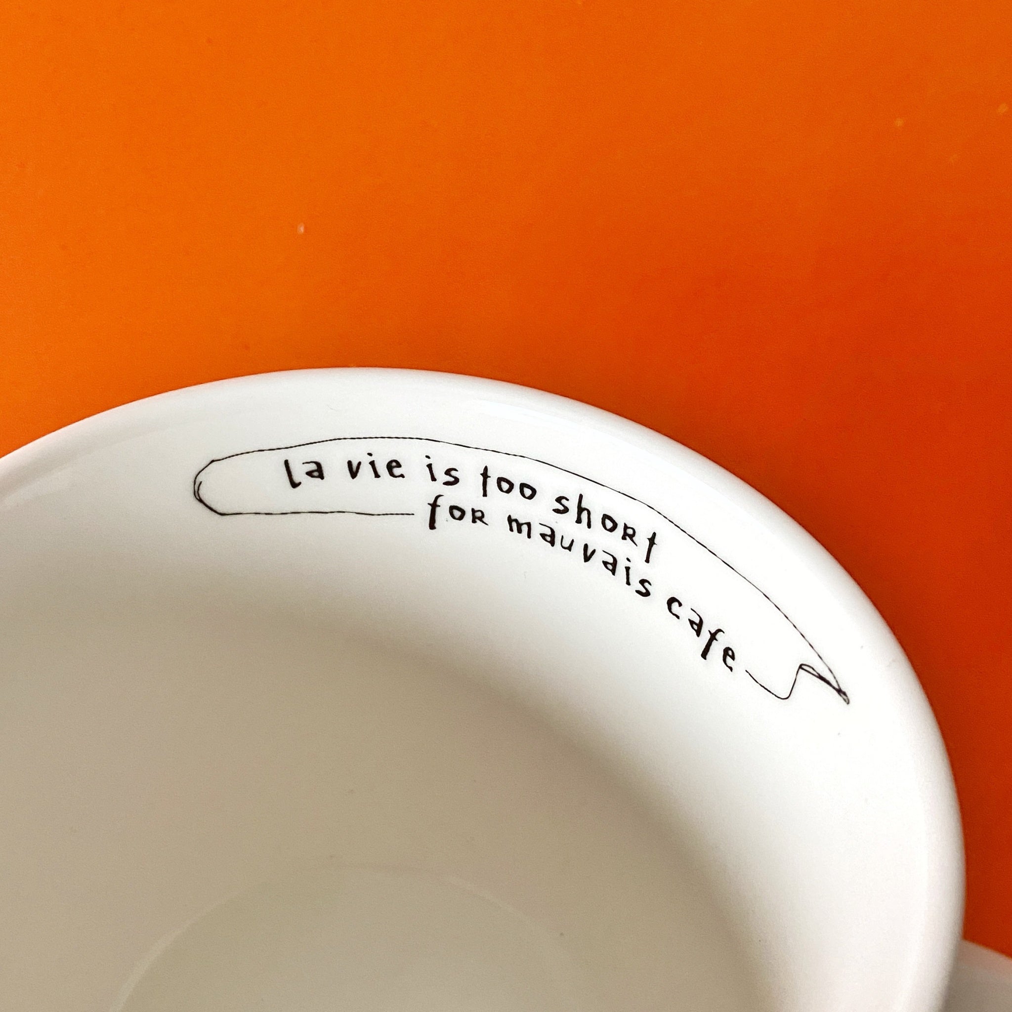 Porcelain 350ml cup inspired by Coco Chanel photo of text inside of the cup