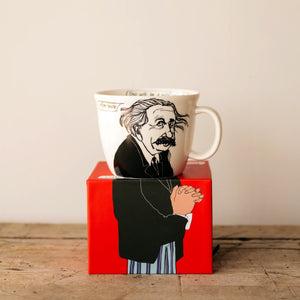 Porcelain cup inspired by Albert Einstein on the box