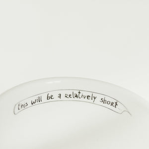 Porcelain cup inspired by Albert Einstein text inside of the cup