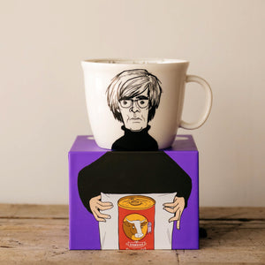 Porcelain cup inspired by Andy Warhol on the box