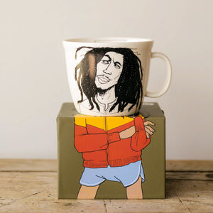 Porcelain cup inspired by Bob Marley on the box