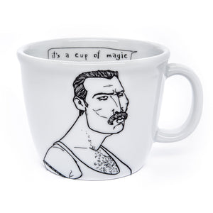 Porcelain cup inspired by Freddie Mercury
