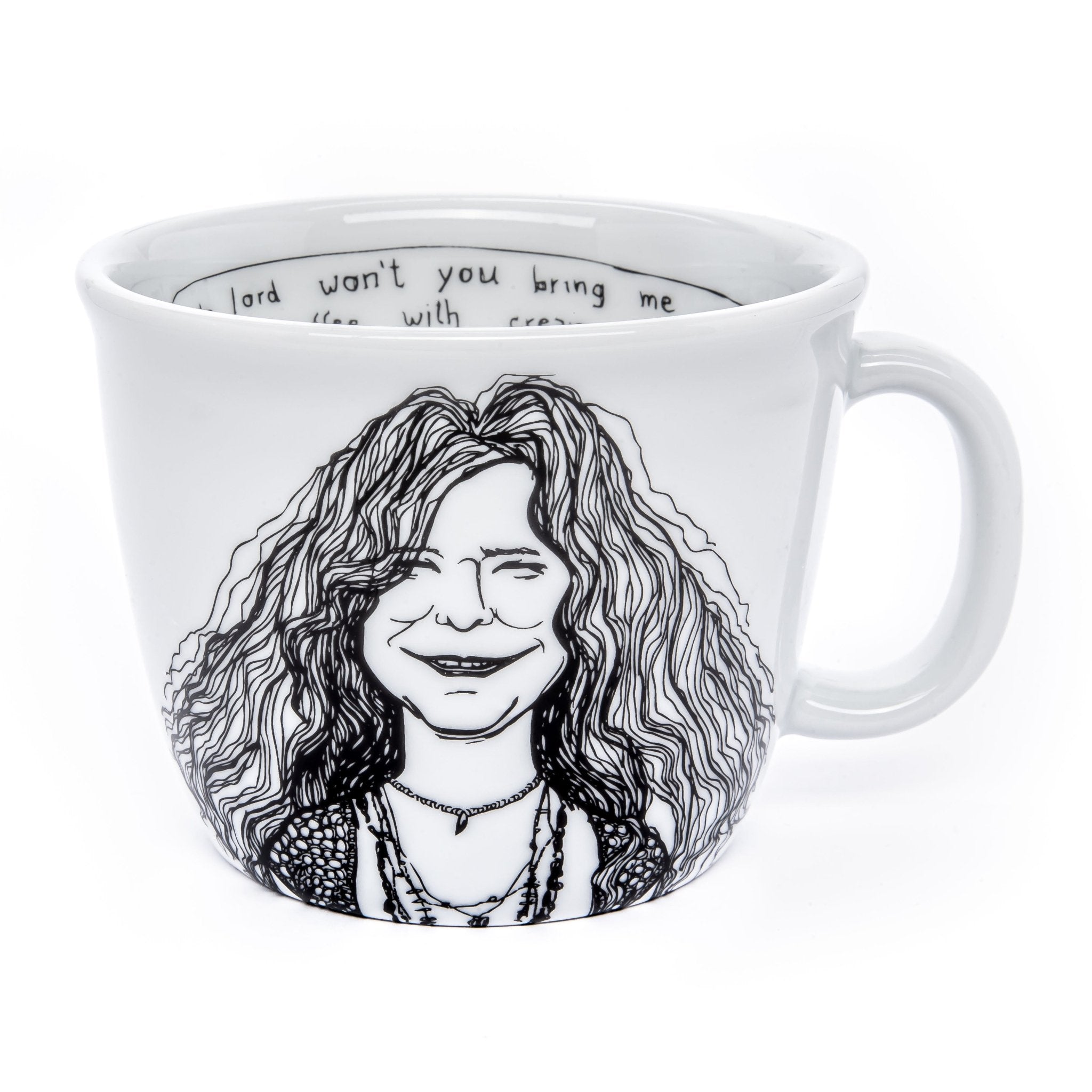 Porcelain cup inspired by Janis Joplin