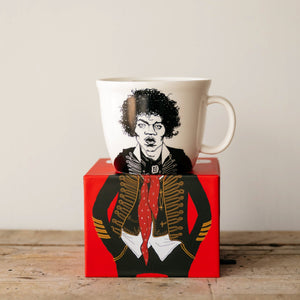 Porcelain cup inspired by Jimi Hendrix on the box