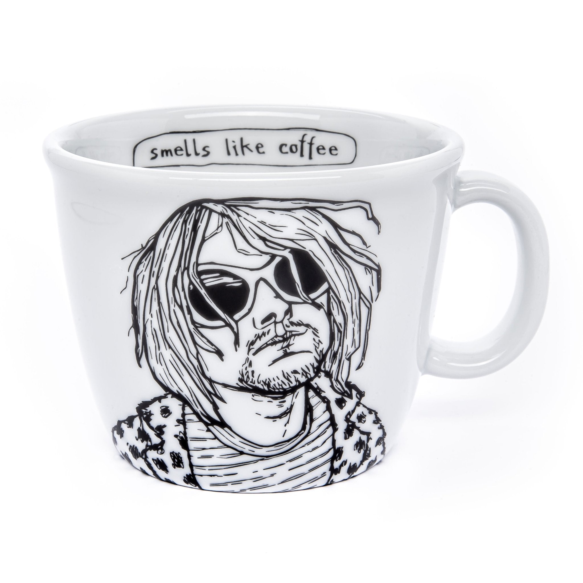 Porcelain cup inspired by Kurt Cobain