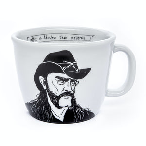 Porcelain cup inspired by Lemmy Kilmister