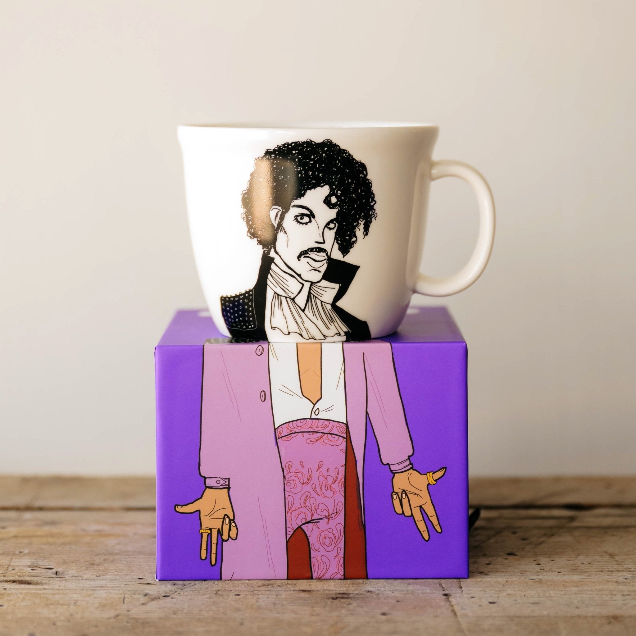 Porcelain cup inspired by Prince on the box