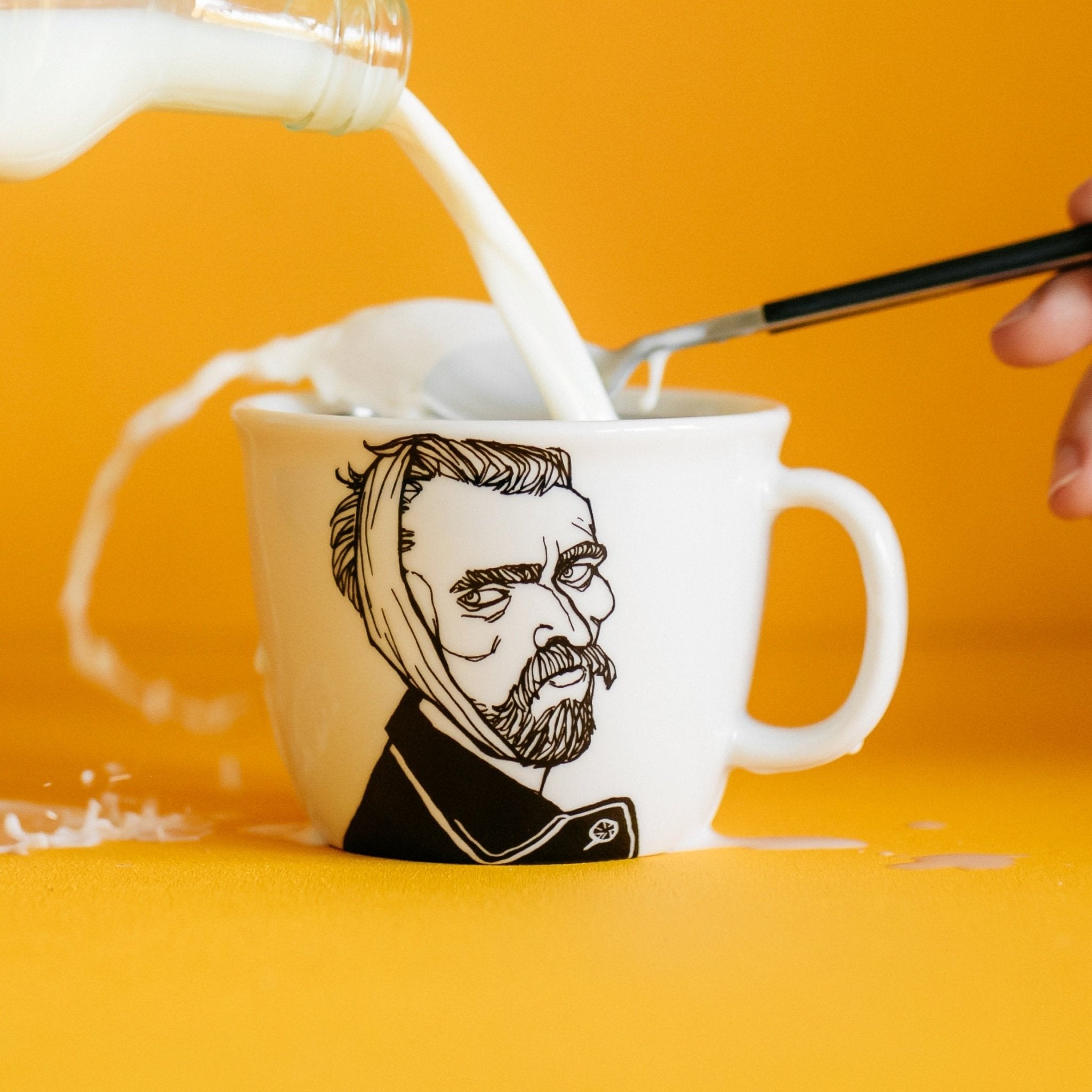Porcelain cup inspired by Vincent van Gogh with milk