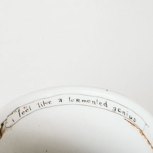 Porcelain cup inspired by Vincent van Gogh text inside of the cup