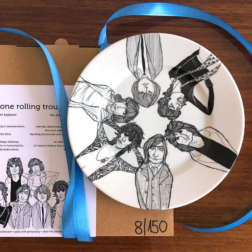 THE STONE ROLLING TROUPE, the dissatisfied ones,   19cm dessert plate - polonapolona