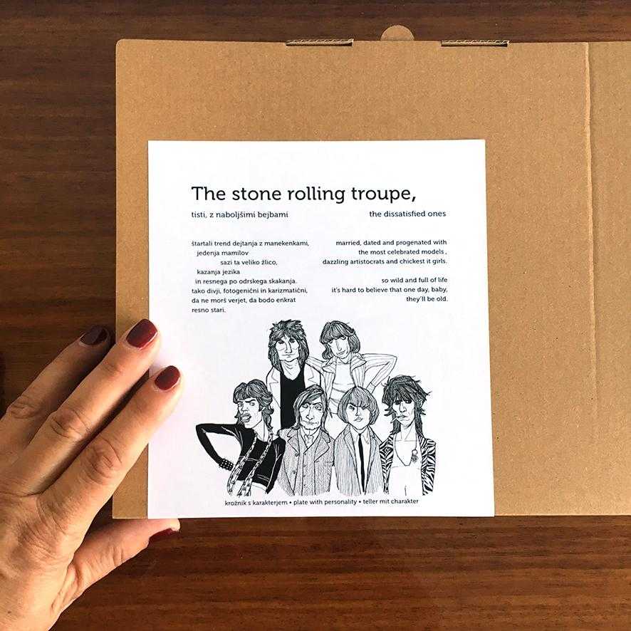 THE STONE ROLLING TROUPE, the dissatisfied ones,   19cm dessert plate - polonapolona